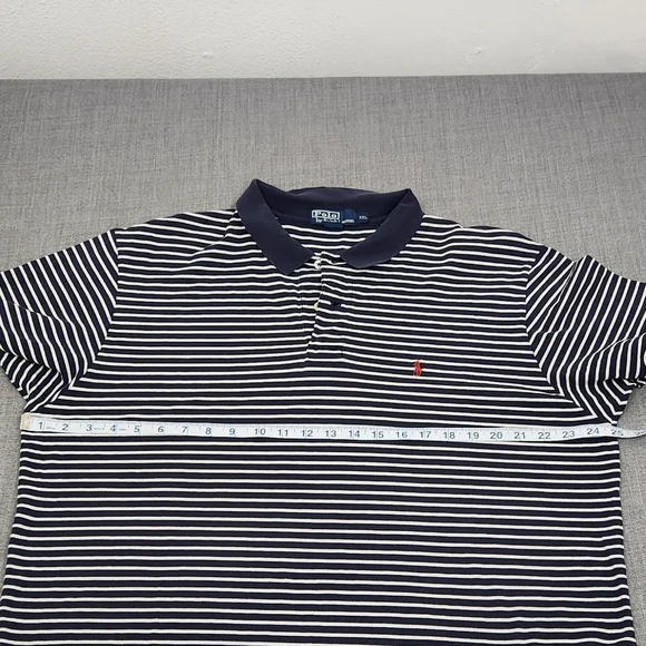 Vintage Polo Ralph Lauren Striped Polo Logo Collard Shirt 100% Cotton Shirt. XXL - Picture 5 of 6